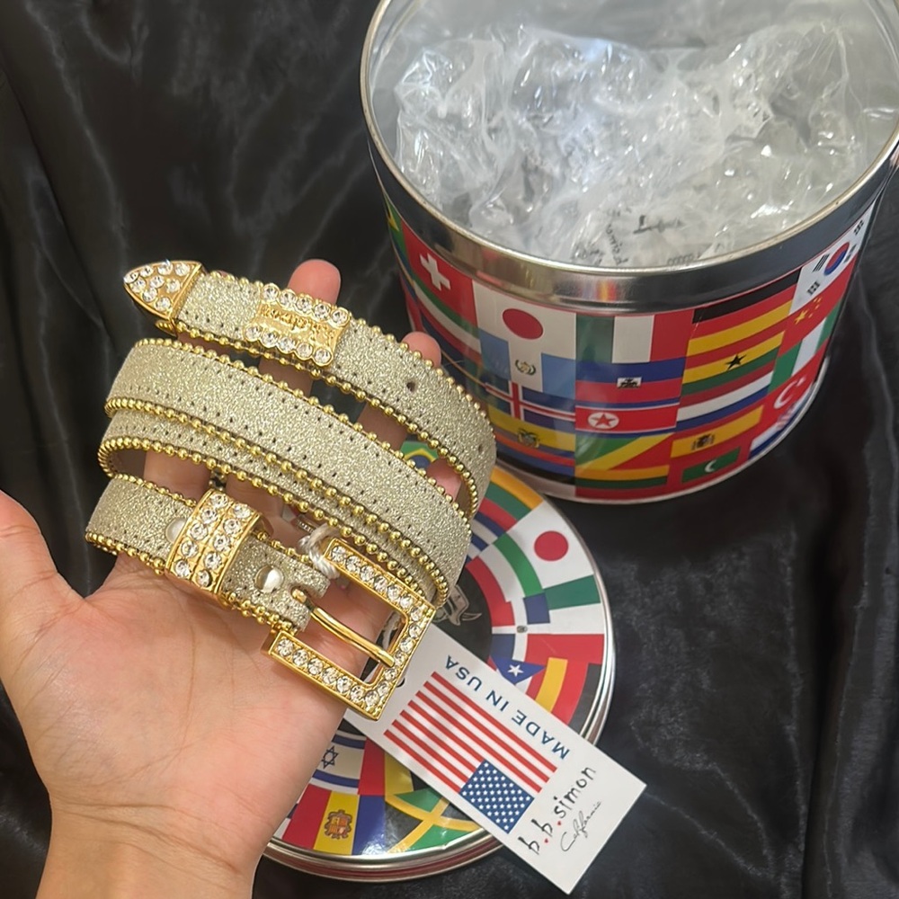 B.B. Simon Gold Ornate Belt